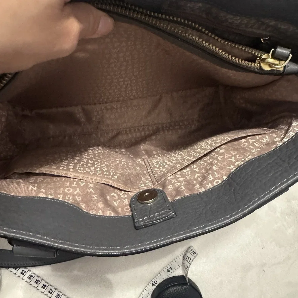 Kate Spade New York Gray Leather Satchel Crossbody Bag Perforated Purse